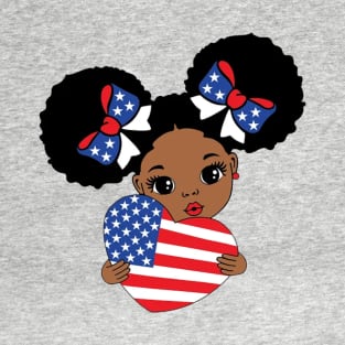 Black girl carying american heart T-Shirt